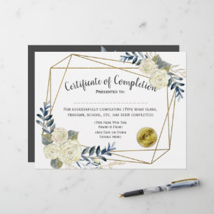 Certificat floral d'achèvement, Personnaliser 8.5x