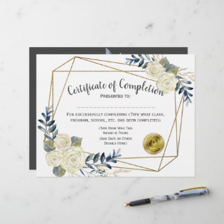 Certificat floral d'achèvement, Personnaliser 8.5x