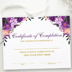 Certificat Floral de Réussite Violet Or