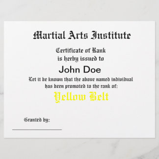 Certificat Générique d'Arts Martiaux