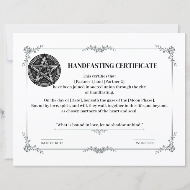 Certificat Mariage de réception (Devant)