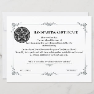 Certificat Mariage de réception