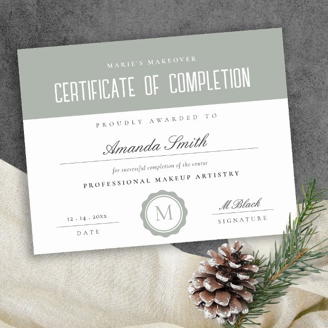 Certificat minimal d'achèvement Sage Green (Créateur téléchargé)
