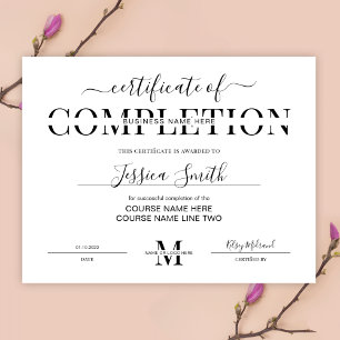 Certificat minimaliste d'achèvement du cours