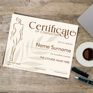Certificat minimaliste de la sculpture du corps d'