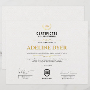 Certificat Modèle du prix du logo d'entreprise m