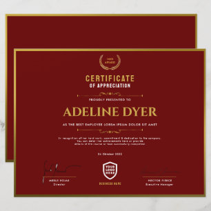 Certificat Modèle du prix du logo d'entreprise m