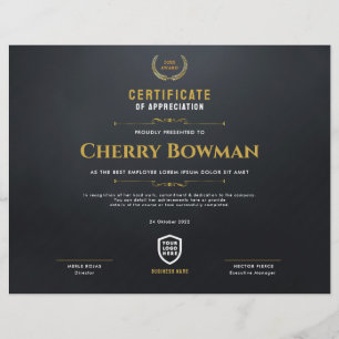 Certificat Modèle du prix du logo d'entreprise m