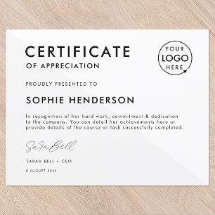 Certificat Modèle du prix du logo d'entreprise m