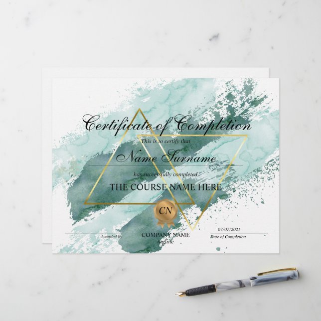 Certificat Moderne de Réussite au Cours  (Devant/Arrière en situation)