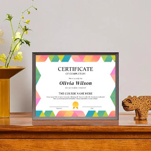 Certificat modifiable de fin de cours attribué