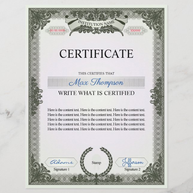 Certificat multifonction (Devant)