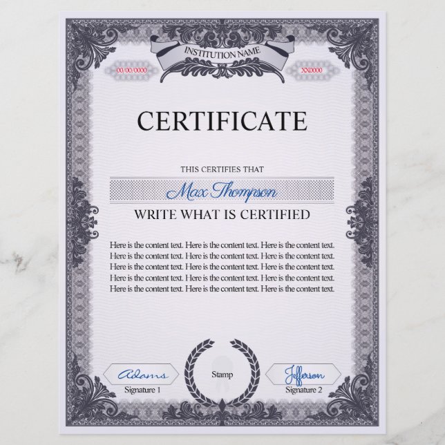 Certificat multifonction (Devant)