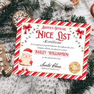 Certificat Nice Personnalisé Du Père Noël
