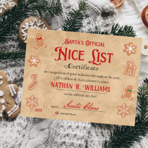 Certificat Nice Personnalisé Du Père Noël