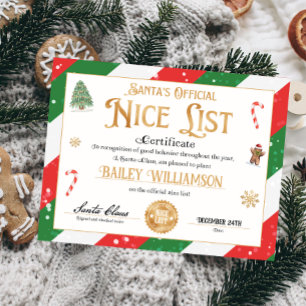 Certificat Nice Personnalisé Du Père Noël