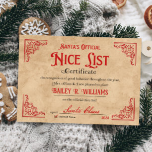 Certificat Nice Personnalisé Du Père Noël