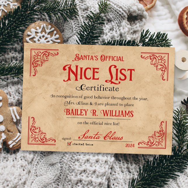 Certificat Nice Personnalisé Du Père Noël (Créateur téléchargé)