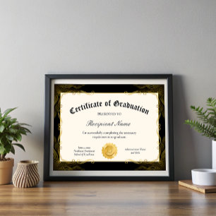 Certificat noir modifiable de diplôme