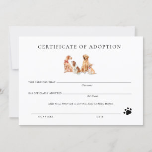 Certificat officiel d'adoption de chiot noir et bl