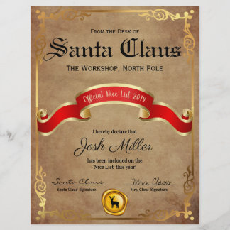 Certificat officiel de la liste de Nice