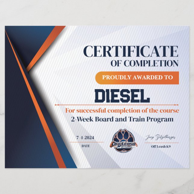 Certificat OLK9 #10 (Devant)