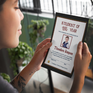 Certificat photo de l'étudiant de l'année Personna