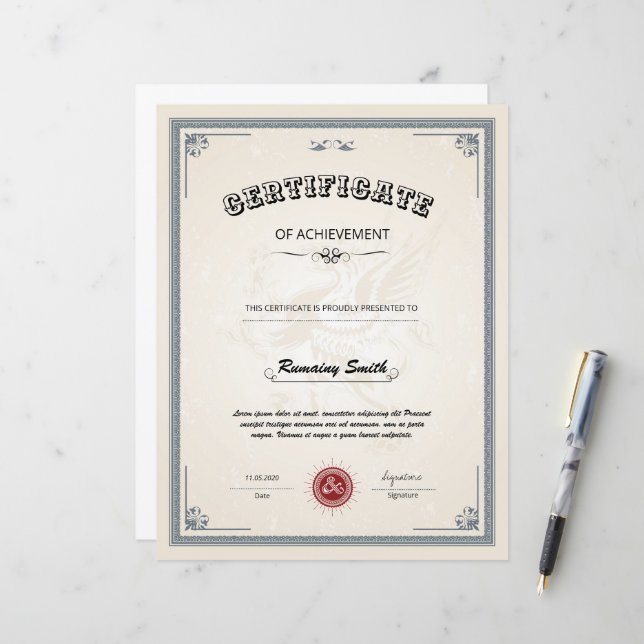 Certificat professionnel de Modèle de réussite (Devant/Arrière en situation)