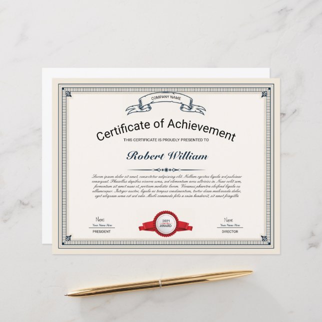 Certificat professionnel de Modèle de réussite (Devant/Arrière en situation)