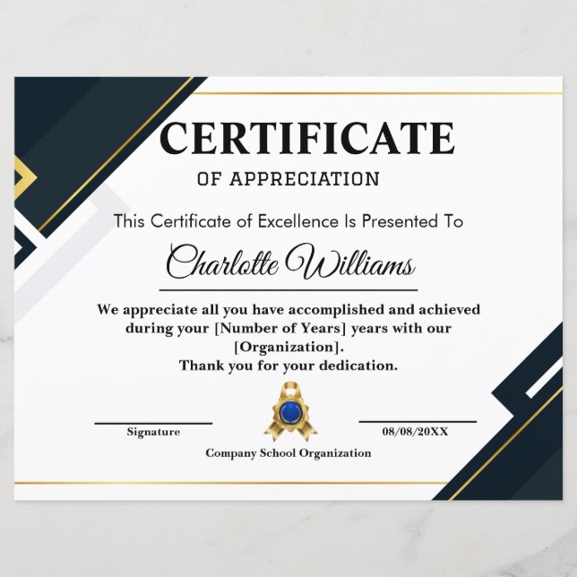 Certificat professionnel de reconnaissance Bleu Or (Devant)