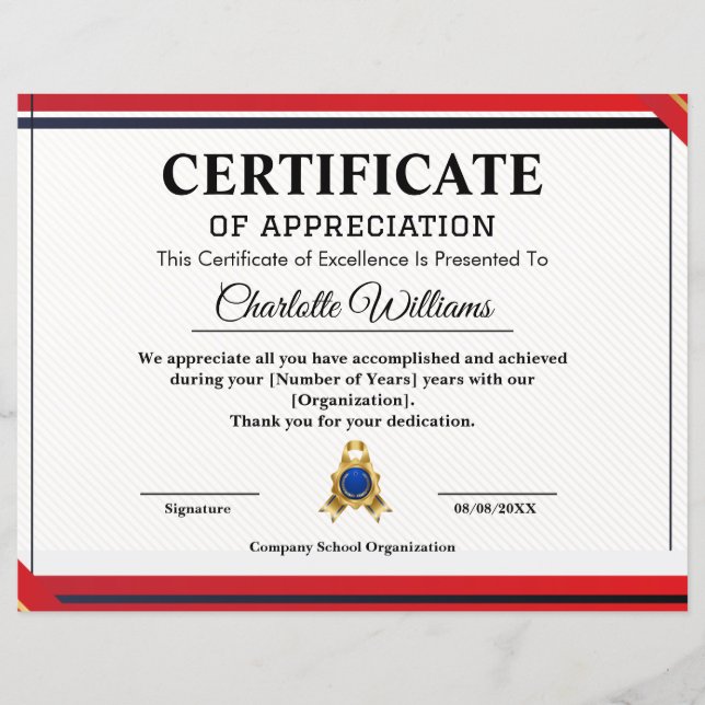 Certificat Professionnel de Remerciement (Devant)