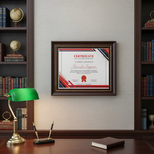 Certificat professionnel moderne de réussite rouge