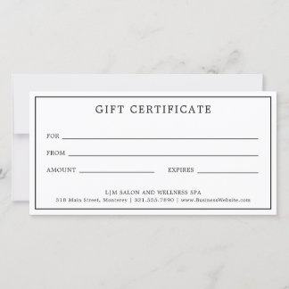 Certificat simple cadeau d'entreprise Monogramme