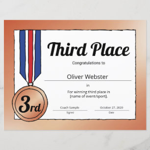 Certificat sportif 3e place