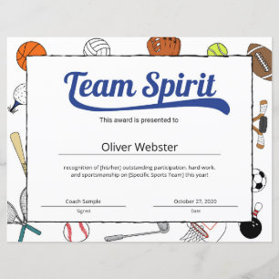 Certificat sportif Blue Team Spirit