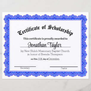 Certificat traditionnel de bourse d'études