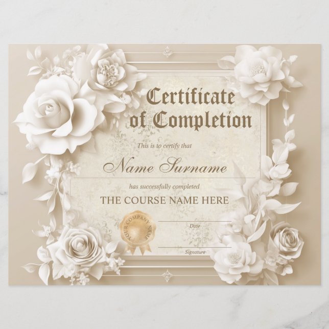 Certificat vintage d'obtention (Devant)