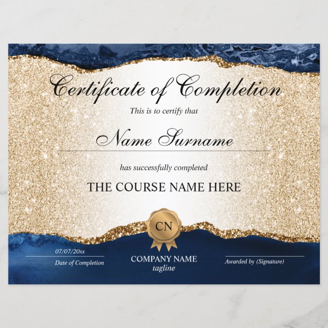 Certificate of Completion Award Course Beauty (Devant)