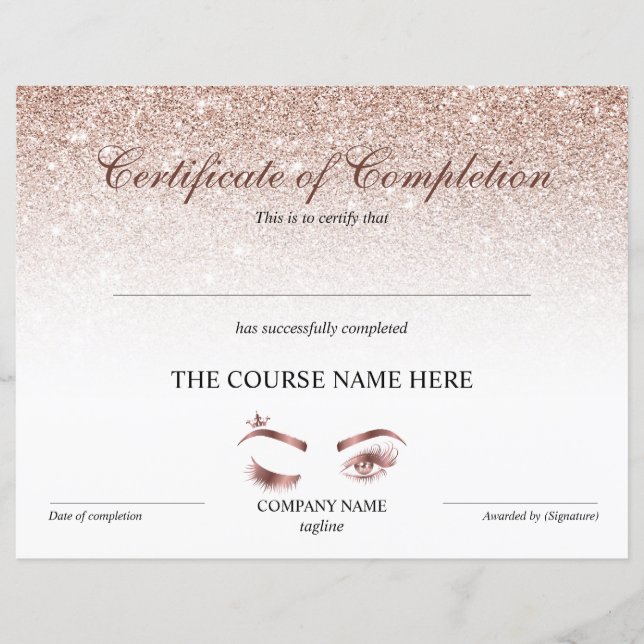 Certificate of Completion Award lashes course (Devant)