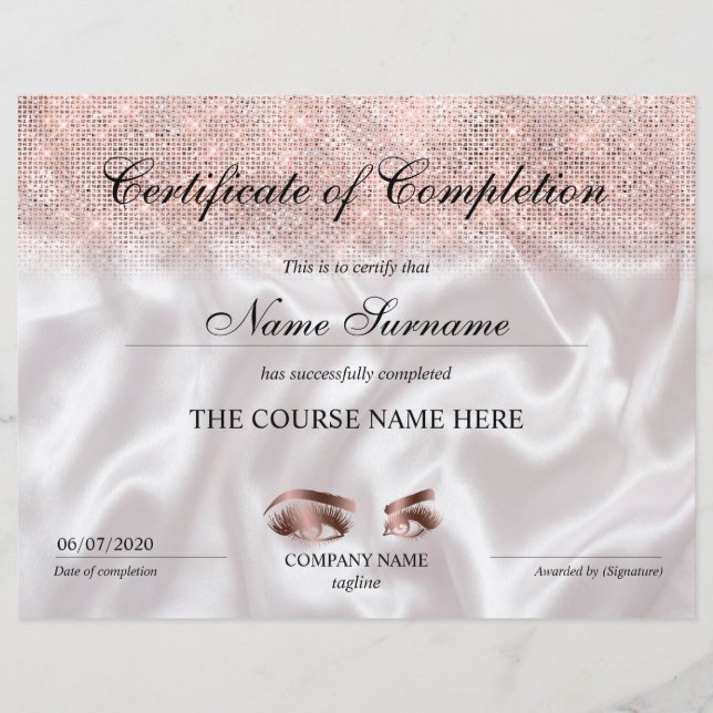 Certificate of Completion Award lashes course (Devant)
