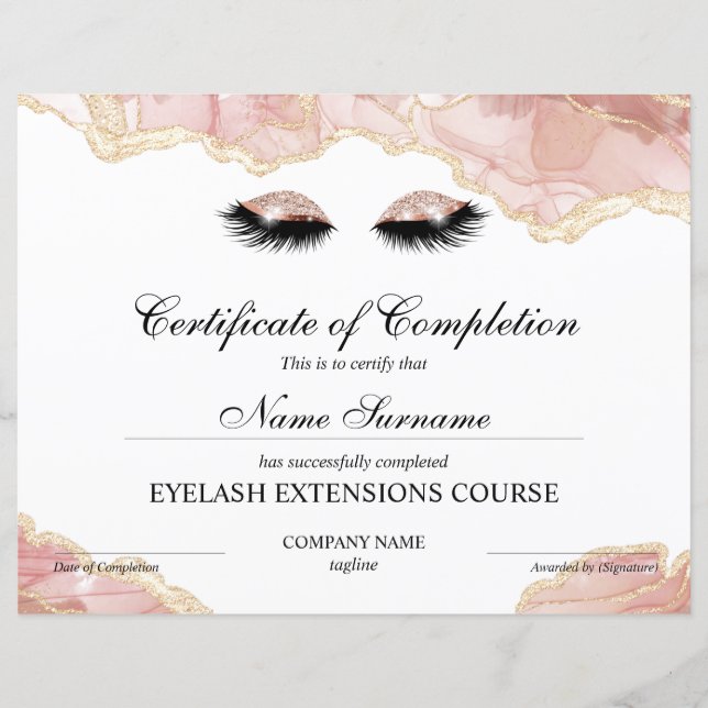 Certificate of Completion Award lashes course (Devant)