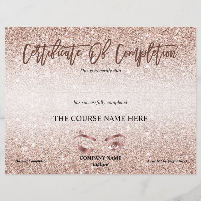 Certificate of Completion Award lashes course (Devant)