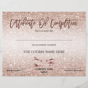 Certificate of Completion Award lashes course