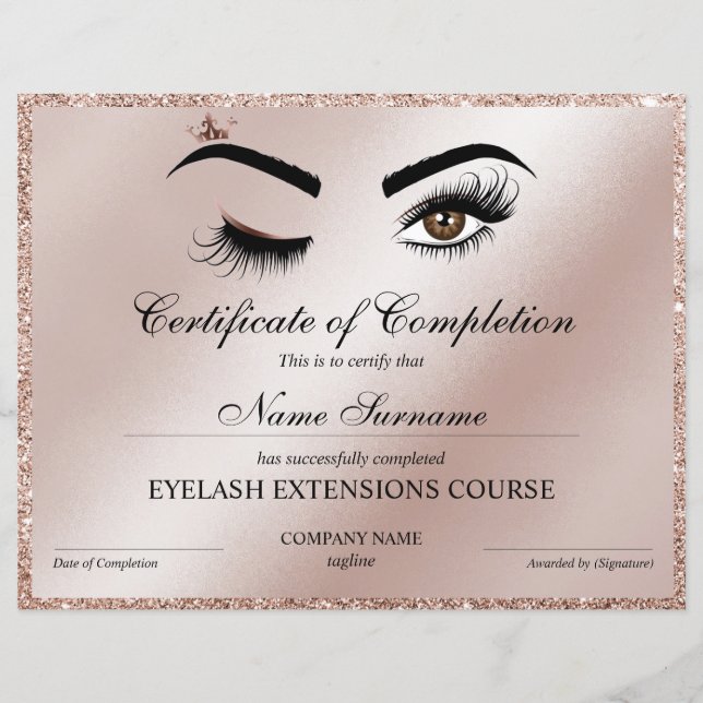 Certificate of Completion Award lashes course (Devant)