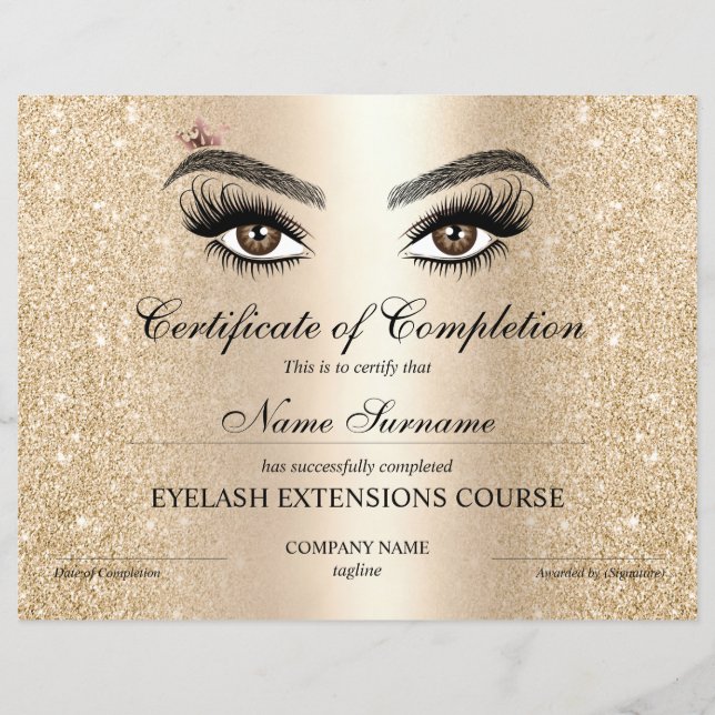Certificate of Completion Award lashes course (Devant)