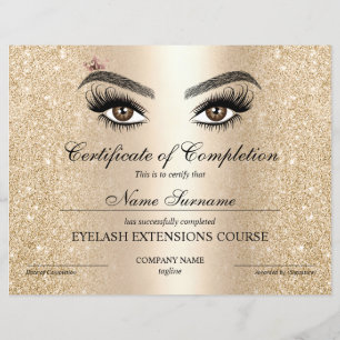 Certificate of Completion Award lashes course