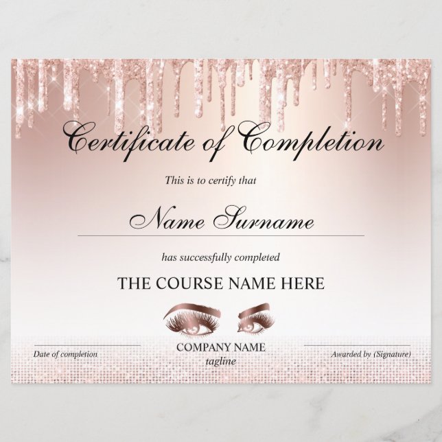 Certificate of Completion Award lashes course (Devant)