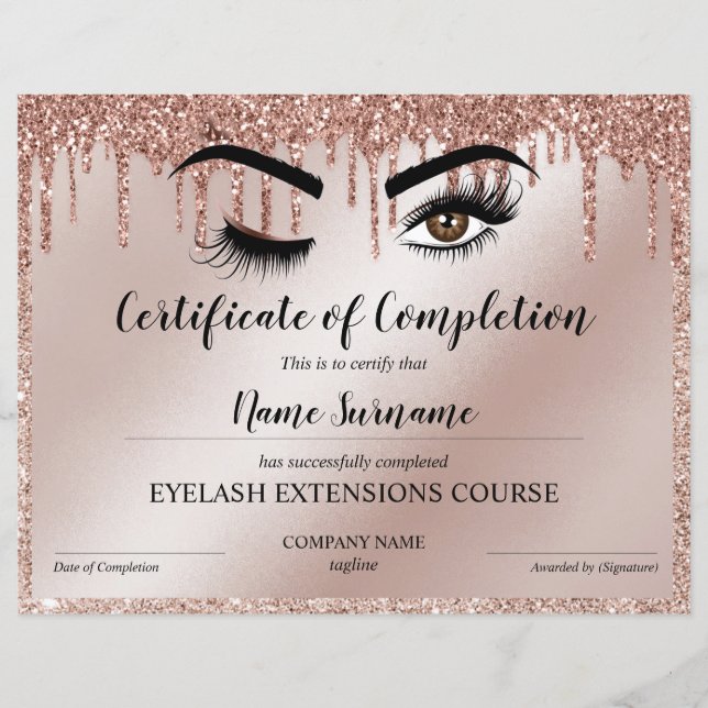 Certificate of Completion Award lashes course (Devant)