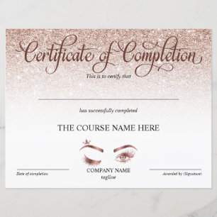 Certificate of Completion Award lashes course