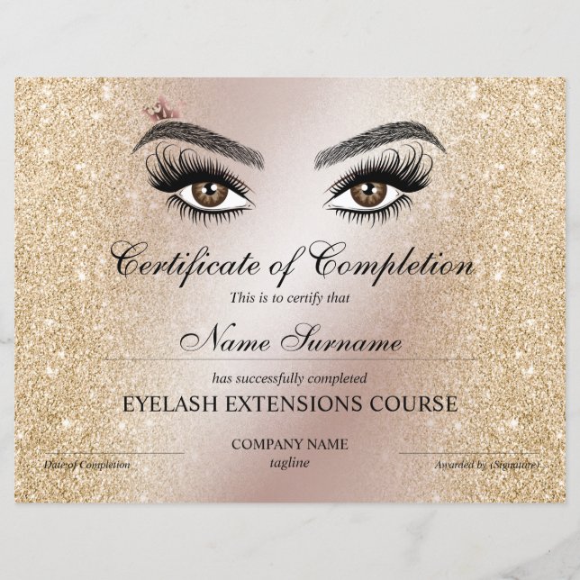 Certificate of Completion Award lashes course (Devant)